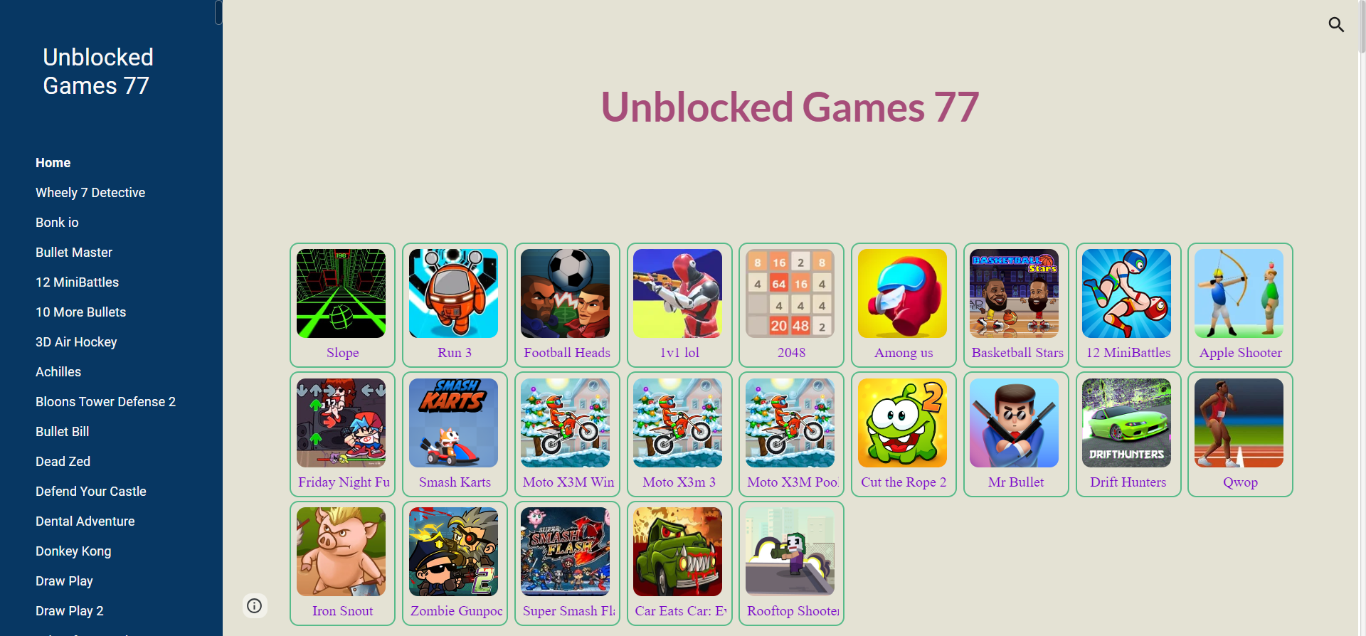 List Of Best Unblocked Games 77