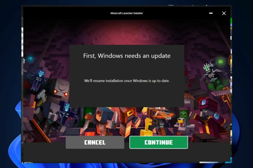 update windows to play minecraft