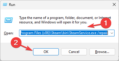 Win + R - Repair Steam - steam lagging