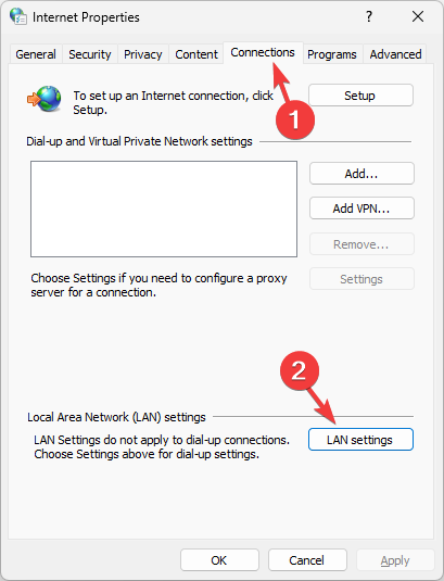 Connection - LAN settings 
