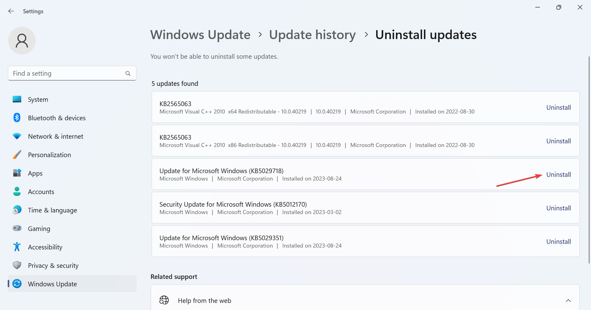 Desinstale la actualización para reparar el primer plano del Explorador de Windows 11