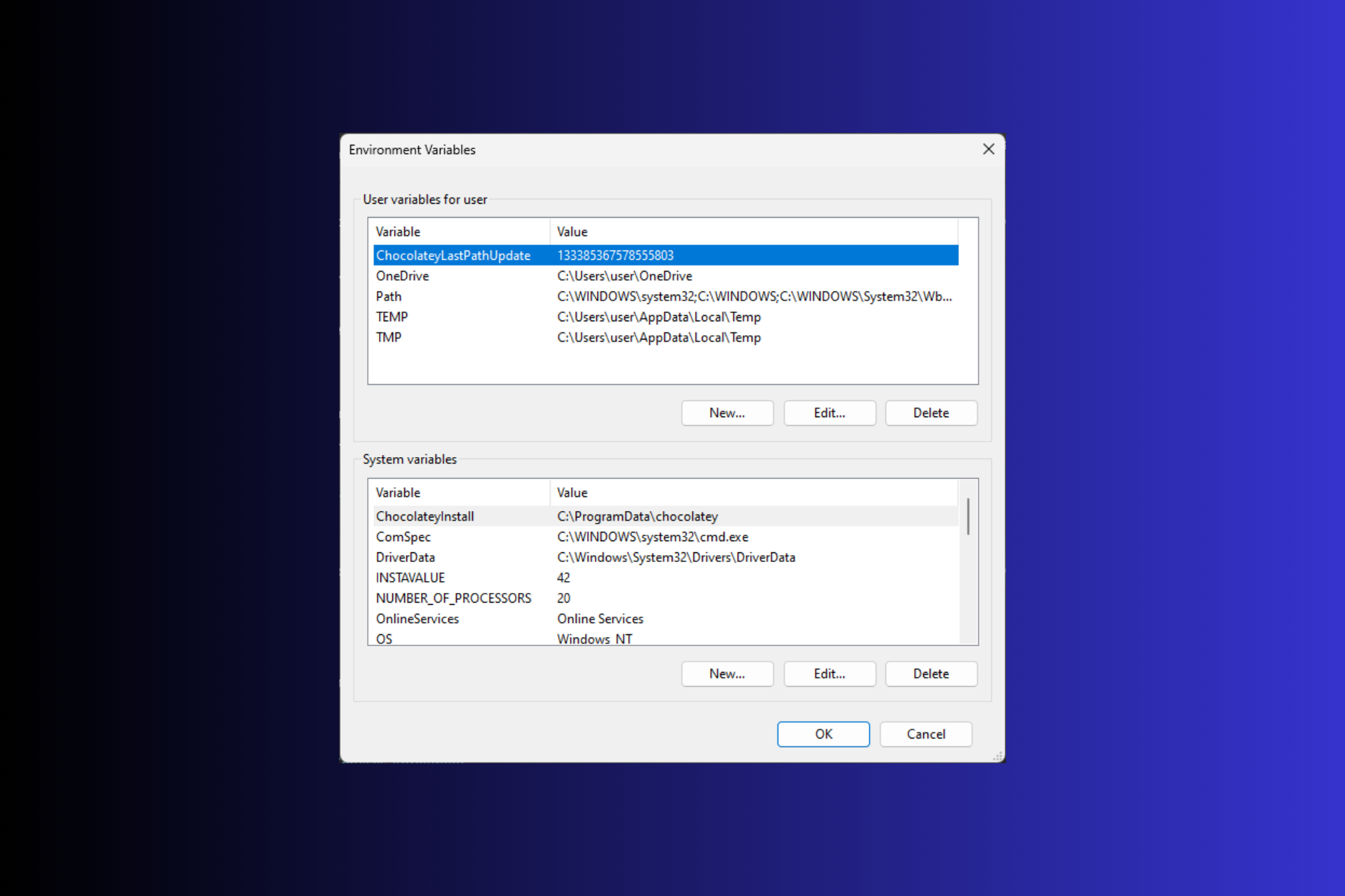 Variables de entorno en Windows 11