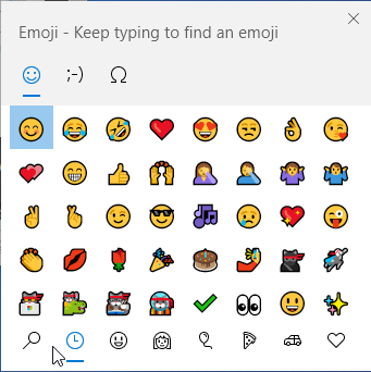 Emoji panel Windows 10