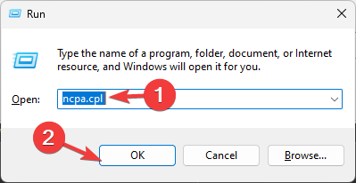 NCPA Ejecutar comando 1: sin conexión a Internet en modo seguro de Windows 11 con funciones de red