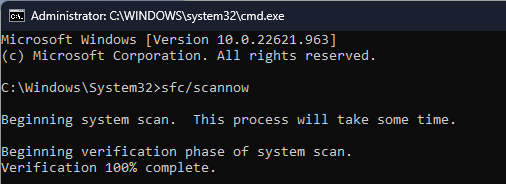 SFCSCANNOW CMD - Código de error 2503 en Windows 11
