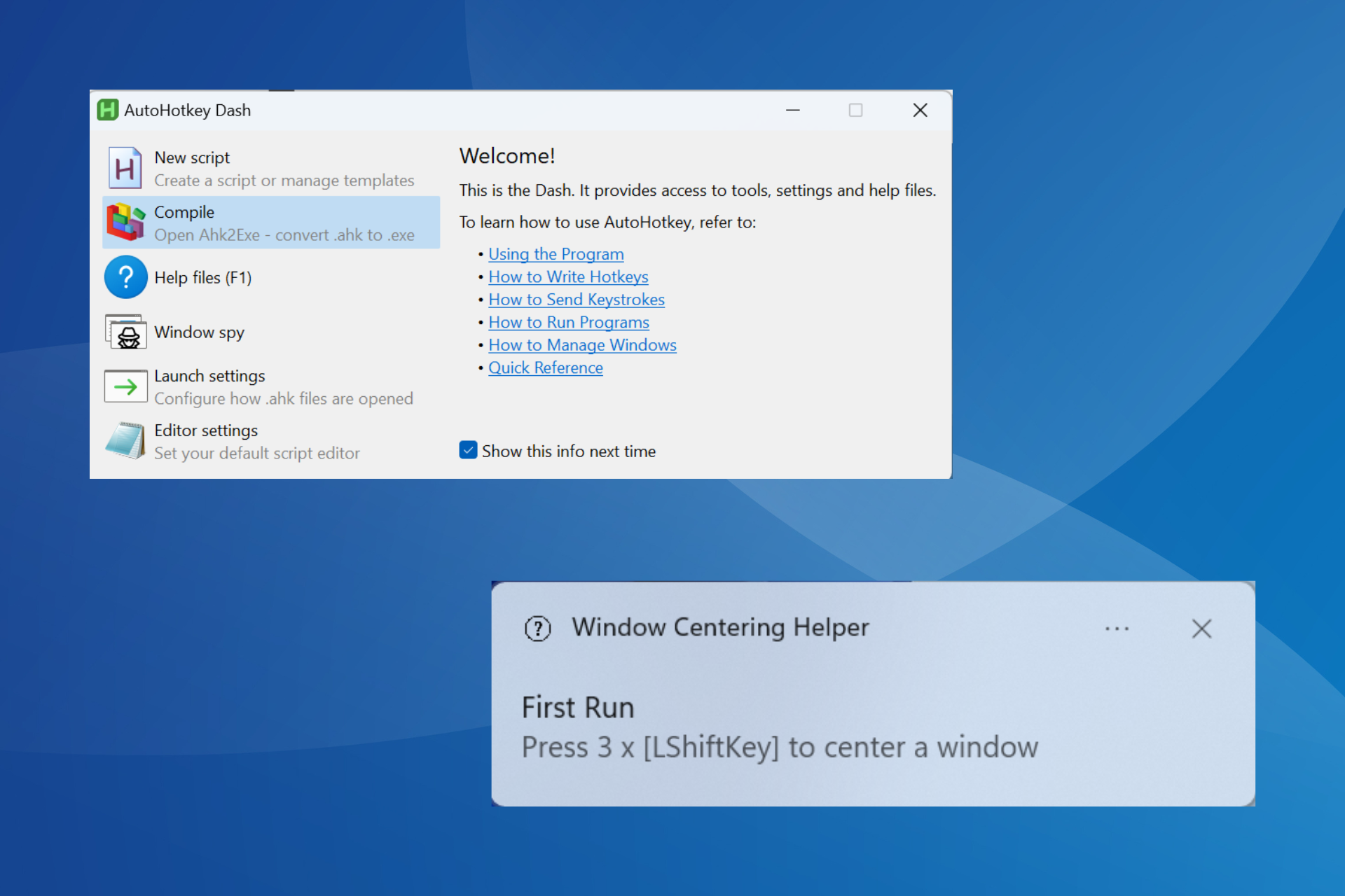 how to center window on screen in windows 11