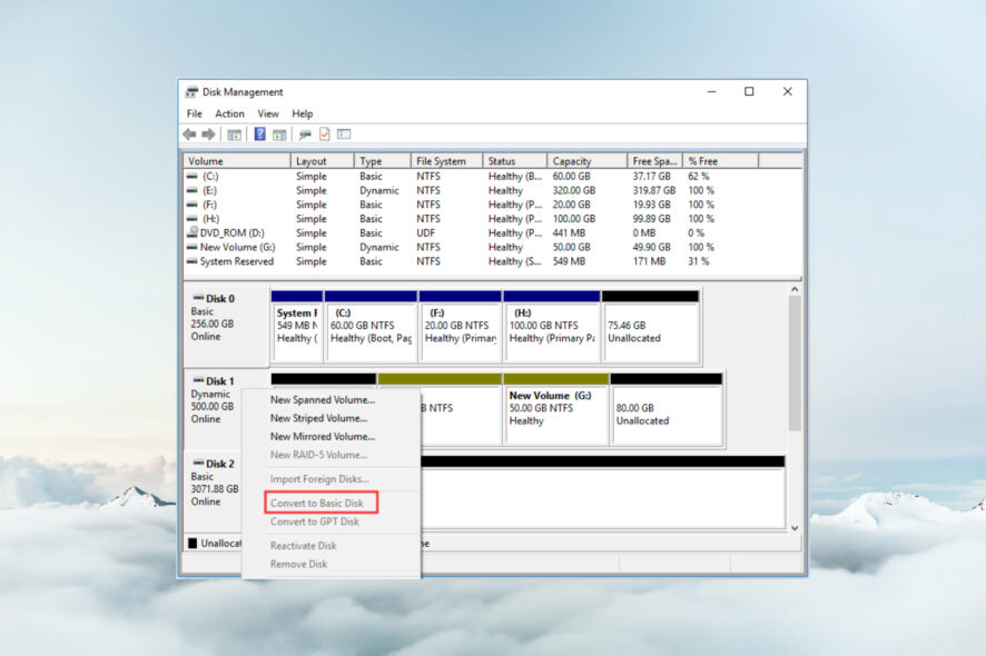 How to convert dynamic disk to basic in Windows 11