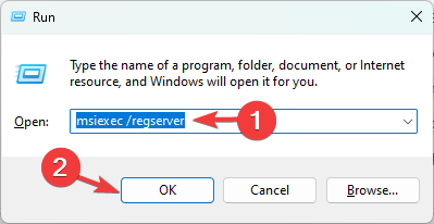 Vuelva a registrar Windows Installer: msiexec /unreg