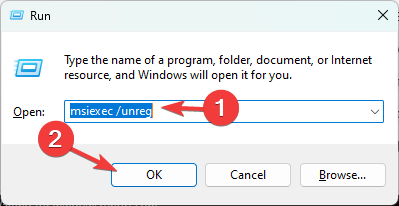 Instalador de Windows: msiexec/regserver