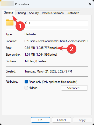 Tamaño: ¿Mostrar el tamaño de la carpeta en Windows 11?