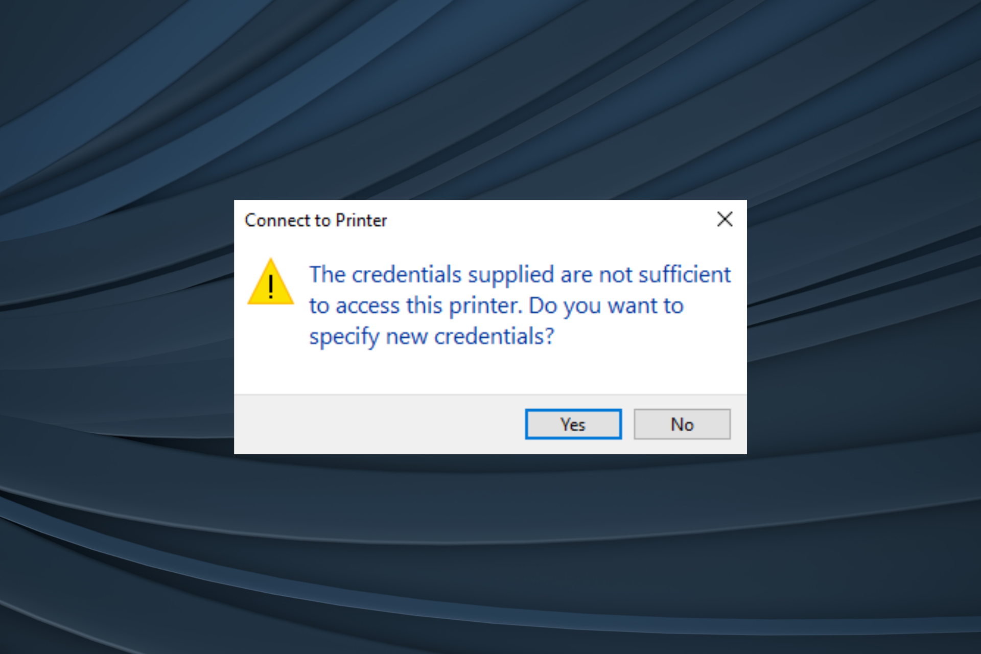 fix the credentials supplied are not sufficient to access this printer error in windows 11