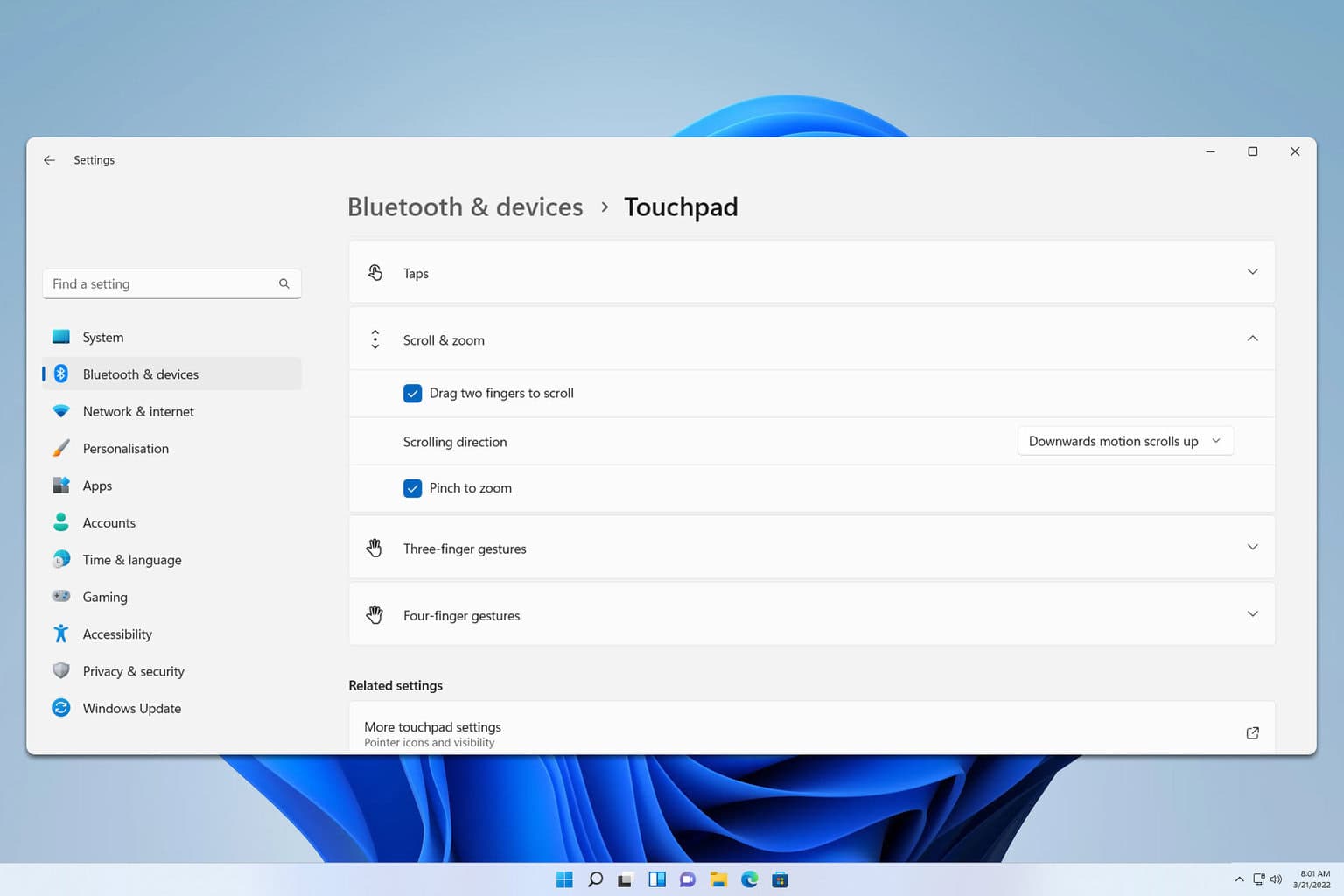 touchpad settings missing windows 11