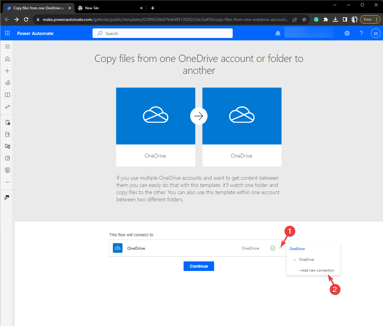 Powerautomate - Copy Files from OneDrive to another OneDrive