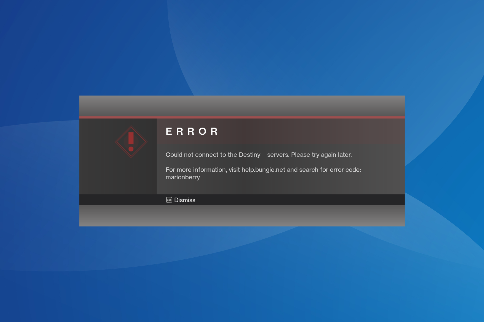 Fix Destiny 1 error code Marionberry