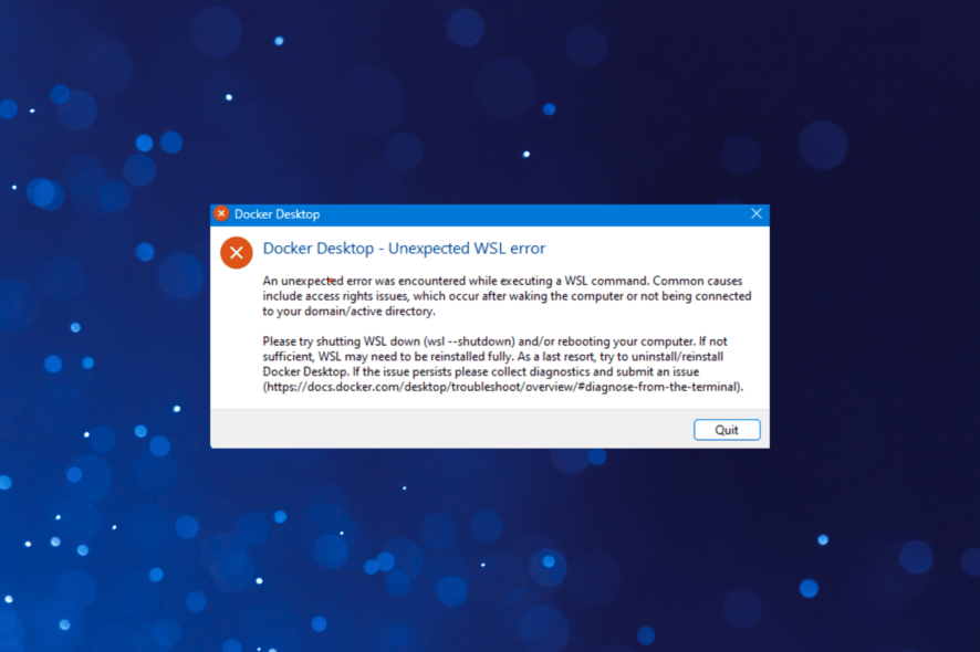 fix docker desktop unexpected wsl error