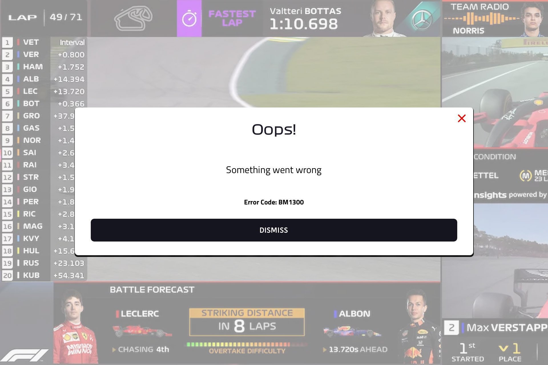 F1 TV BM1300 Error: 3 Ways to Get it Working Again