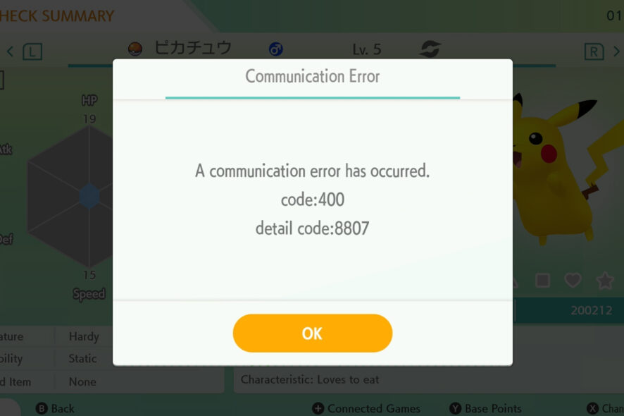 pokemon home error code 400