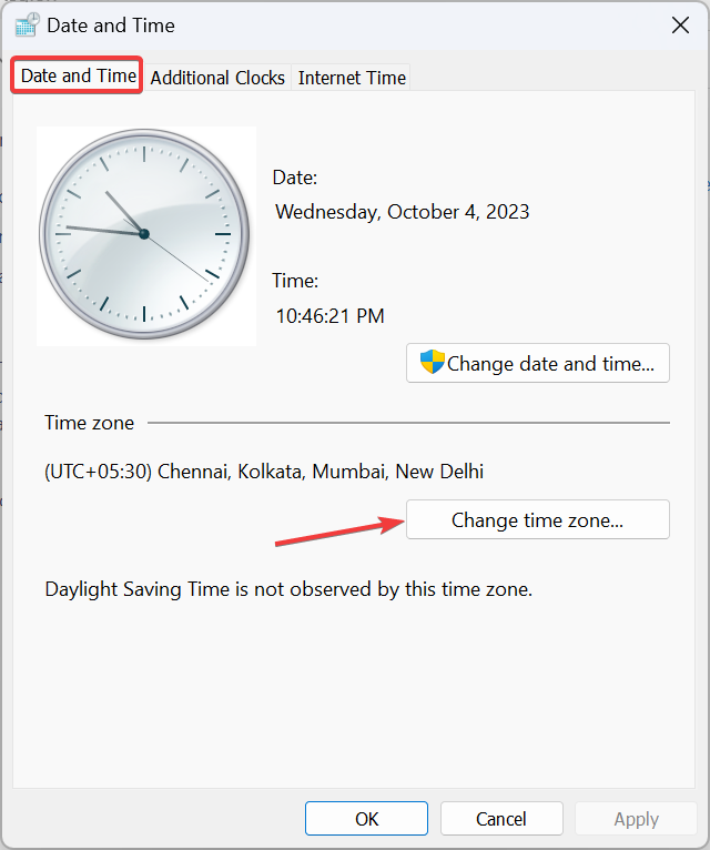 cambiar la zona horaria para corregir automáticamente la zona horaria configurada incorrectamente