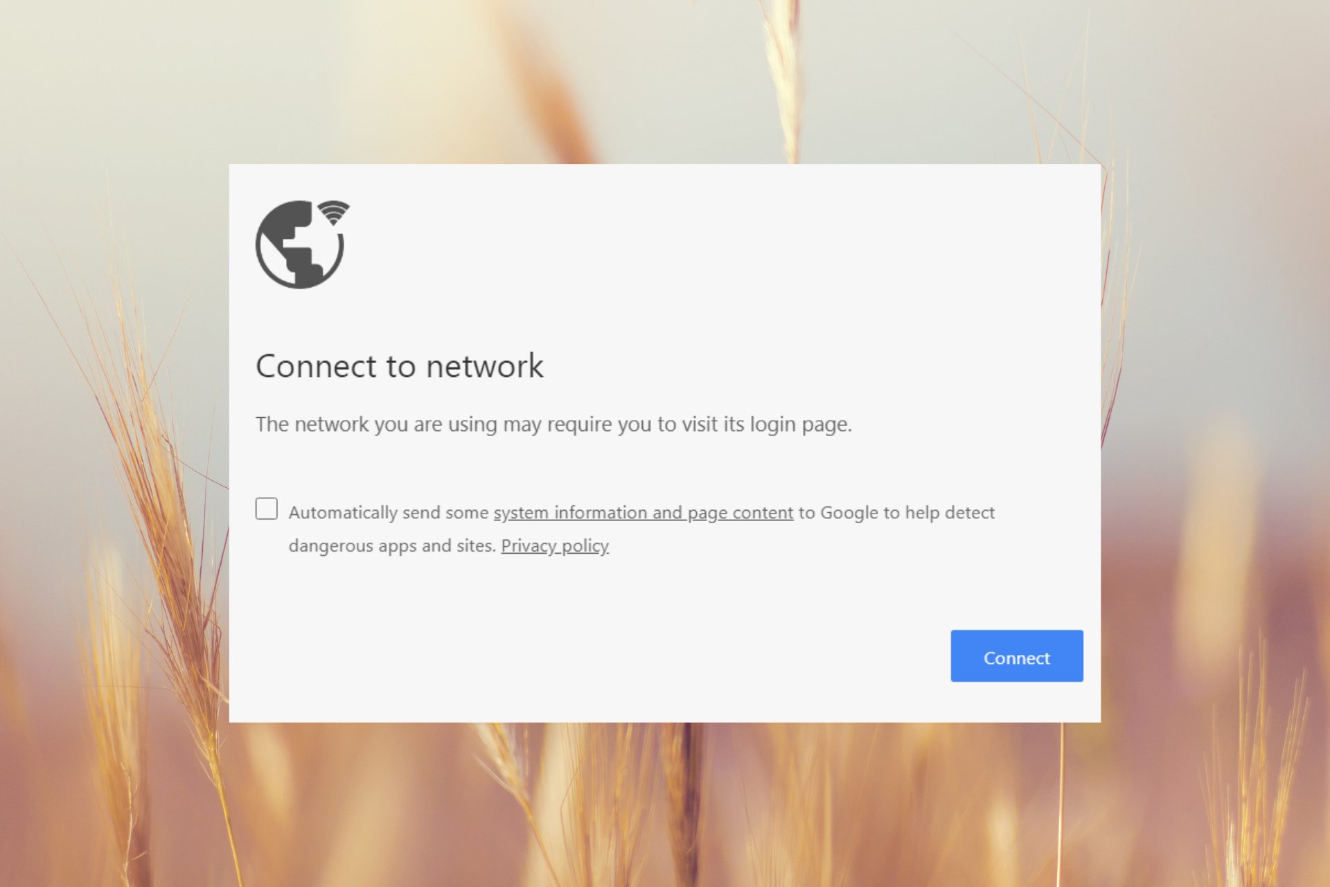 What to do if the network you are using may require you to visit its login page