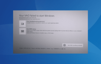 Fix Your VAIO failed to start Windows