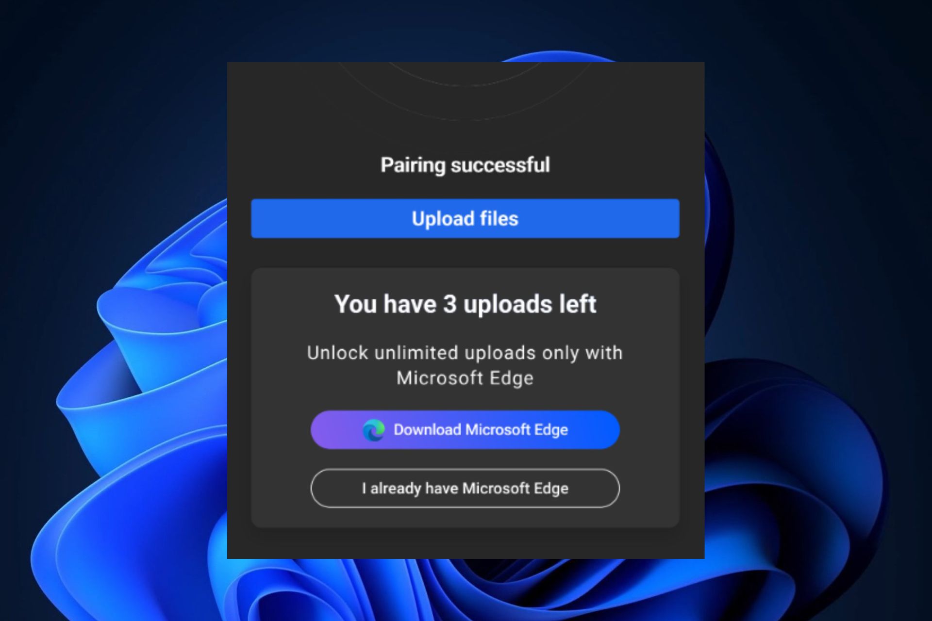 microsoft edge upload from mobile
