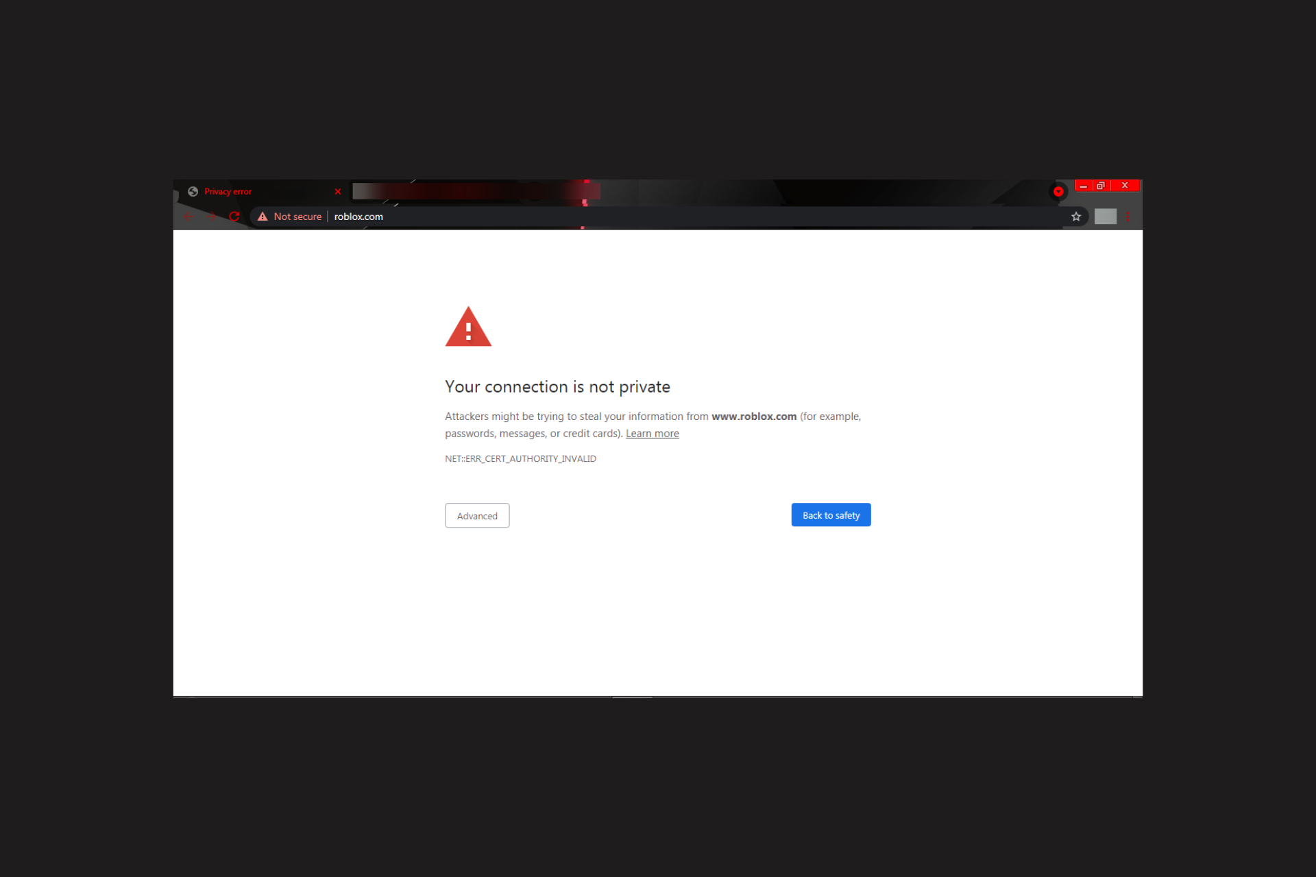 Roblox - Privacy error - Your connection is not private