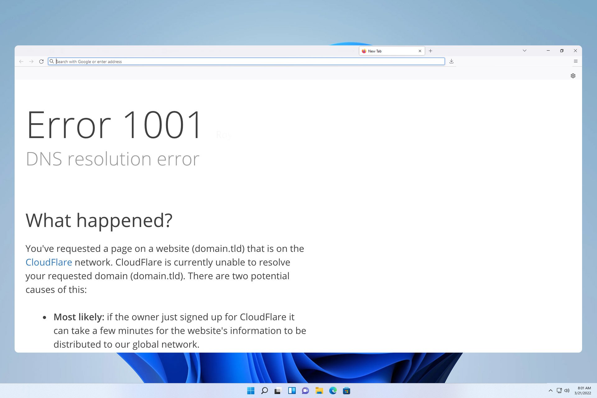 cloudflare error 1001