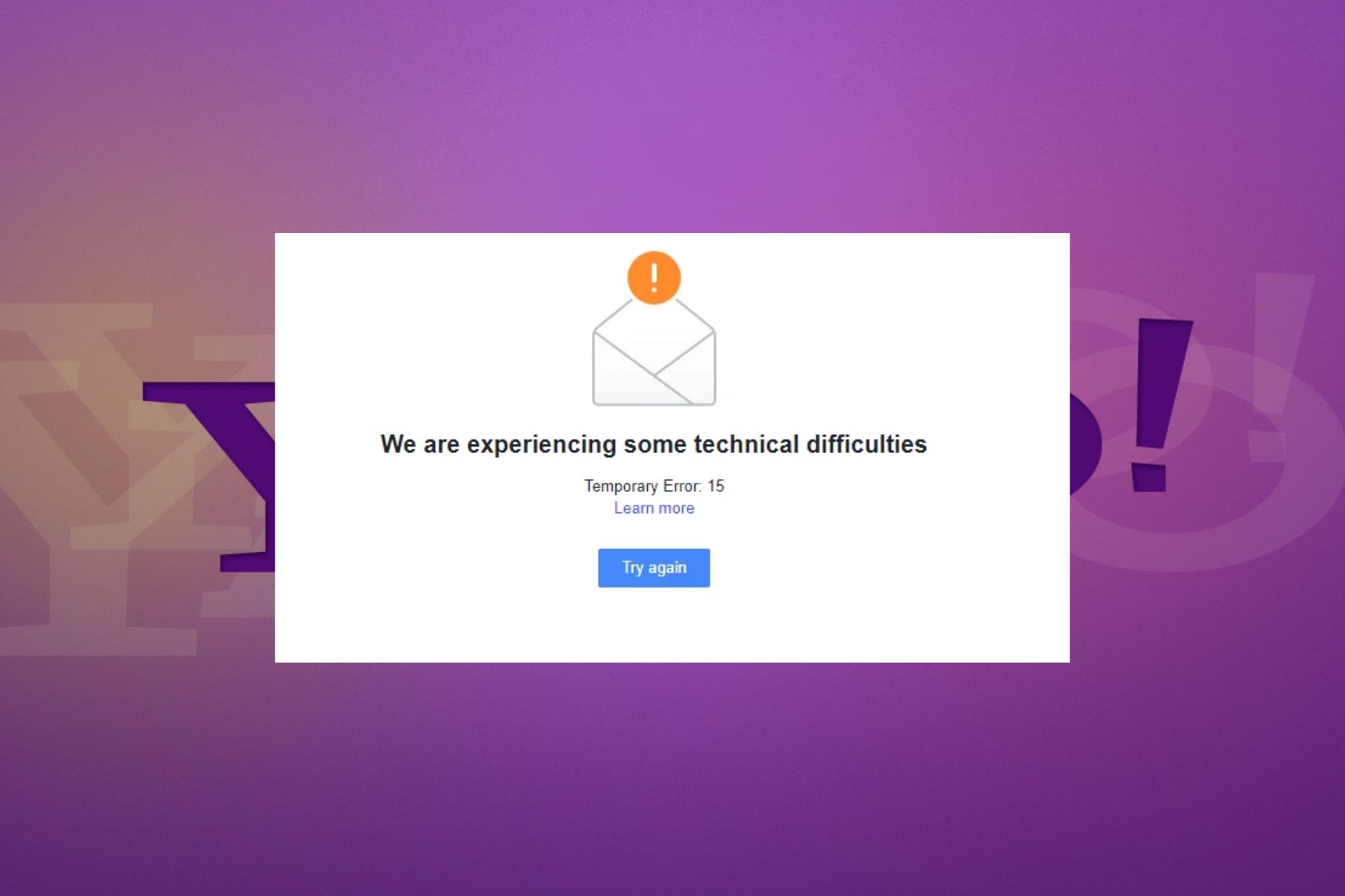 Solved: Yahoo Temporary Error 15