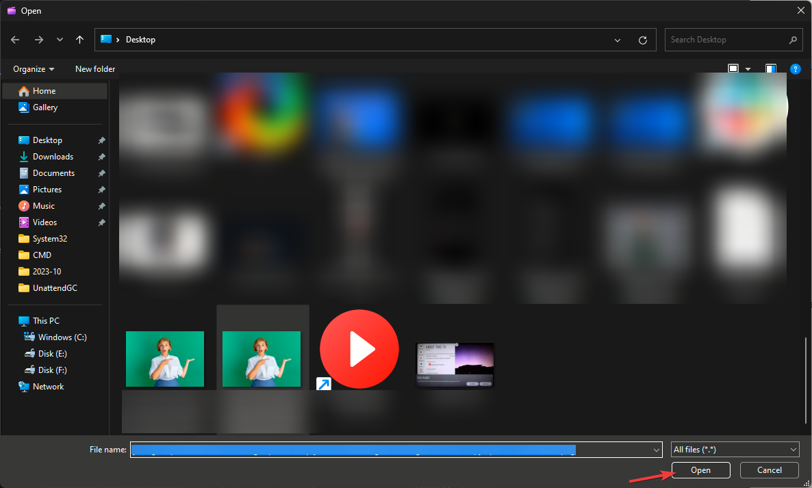 Click Open - remove a video background 