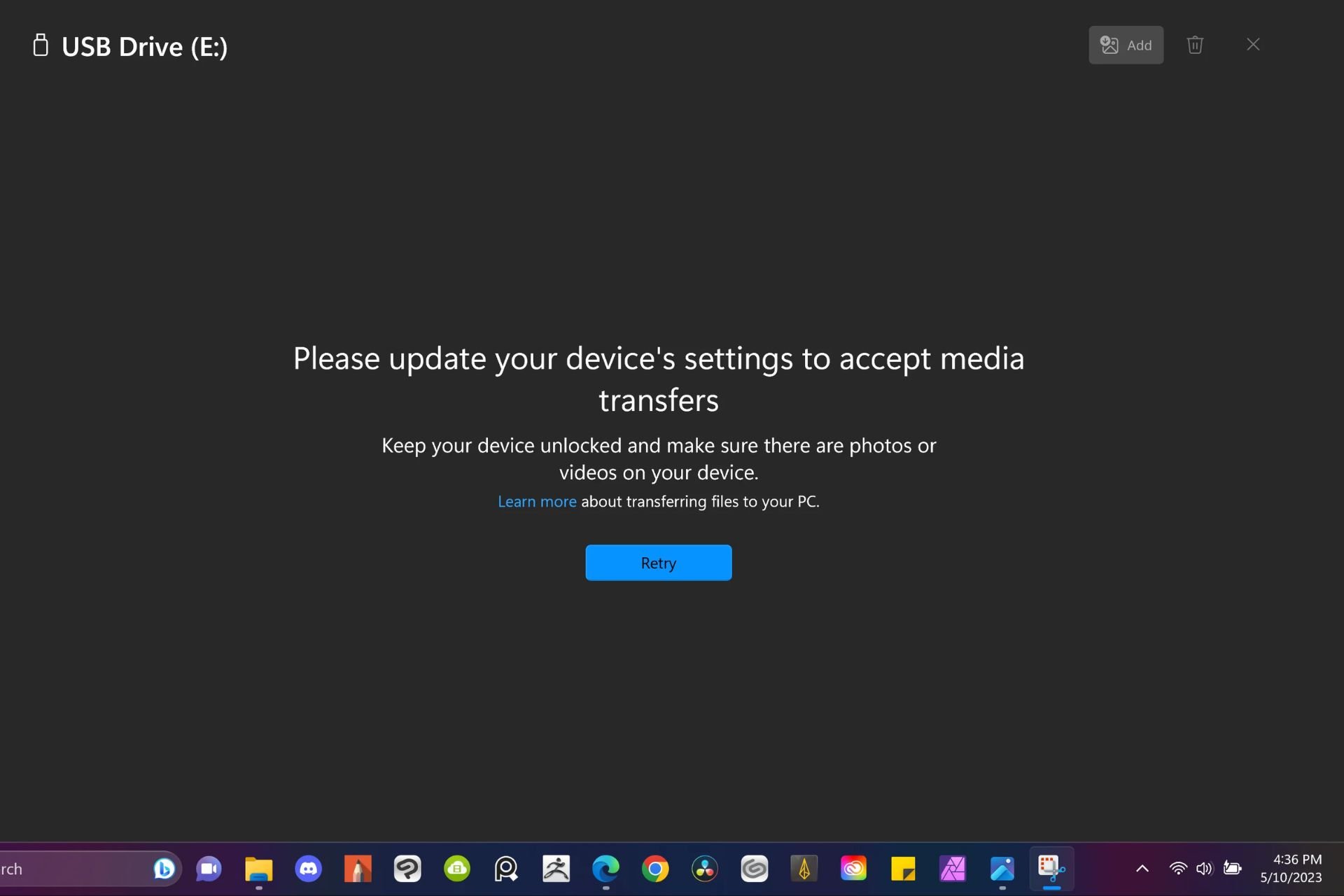 Fix: Please Update Your Device Settings to Accept Media Files