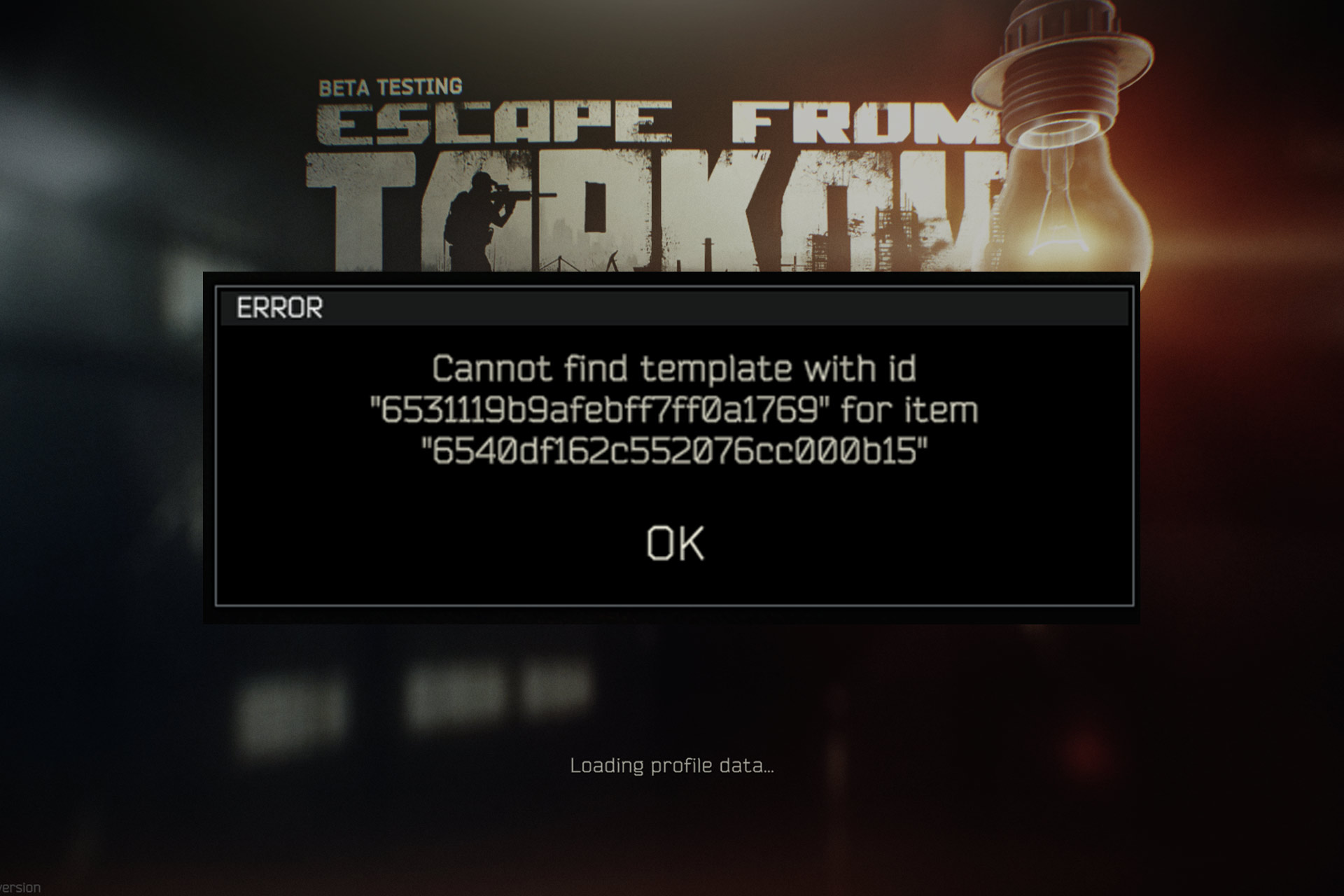 tarkov error cannot find template