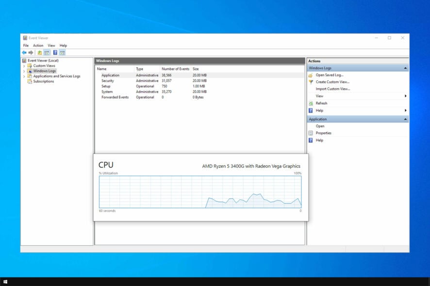 windows event log high cpu