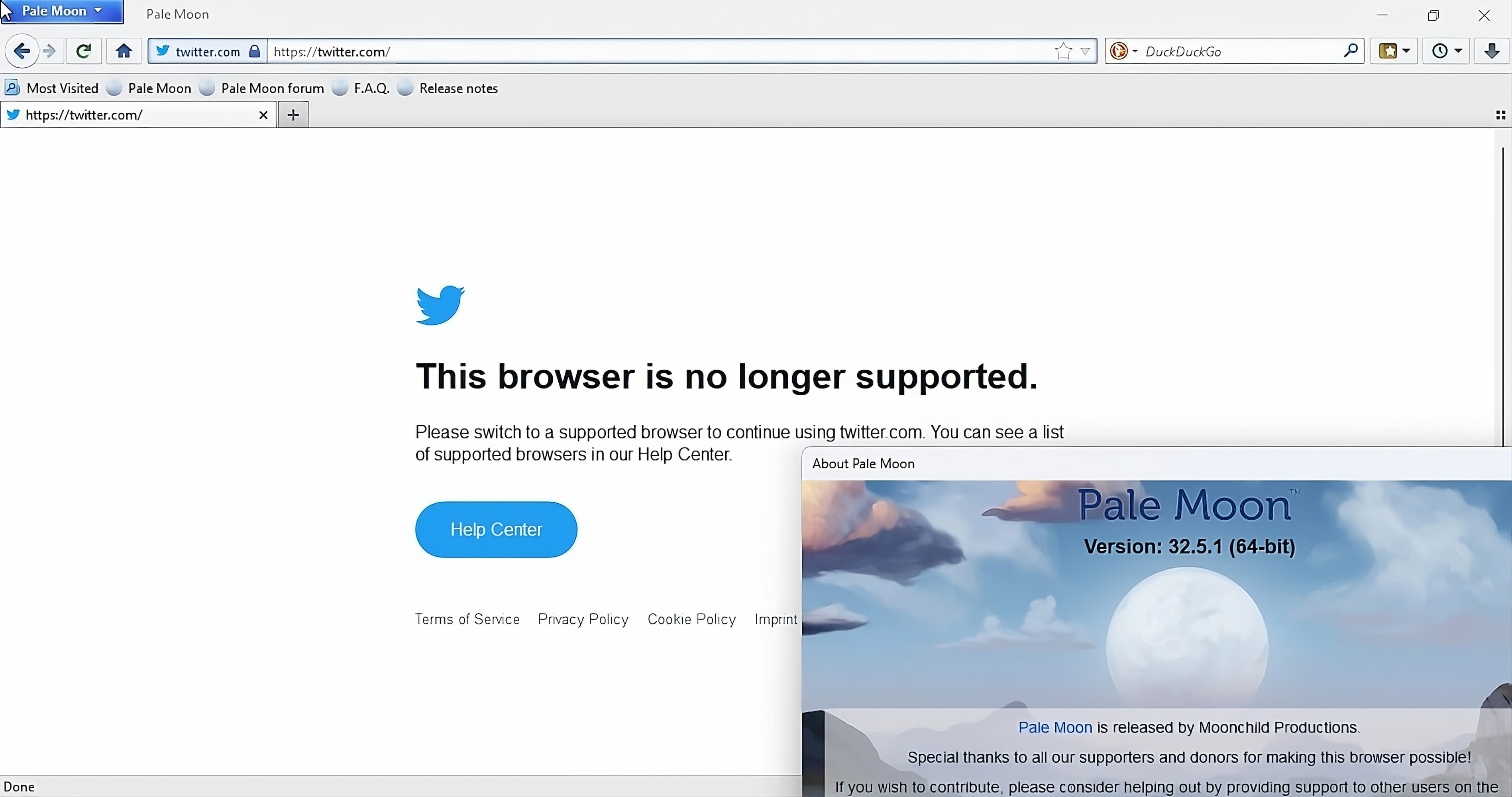 X (Twitter) drops support for Pale Moon, but you can still use it