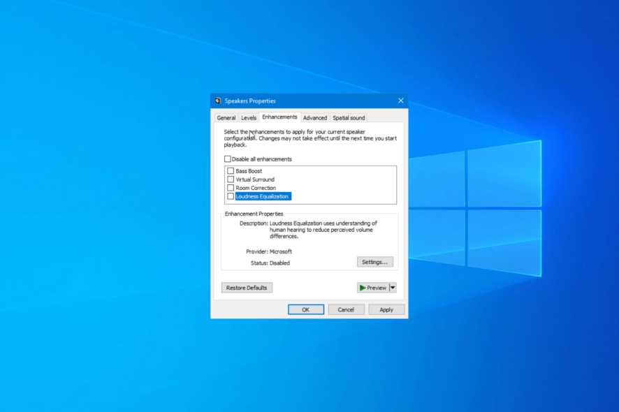 Enable or Disable Loudness Equalization on Windows 10