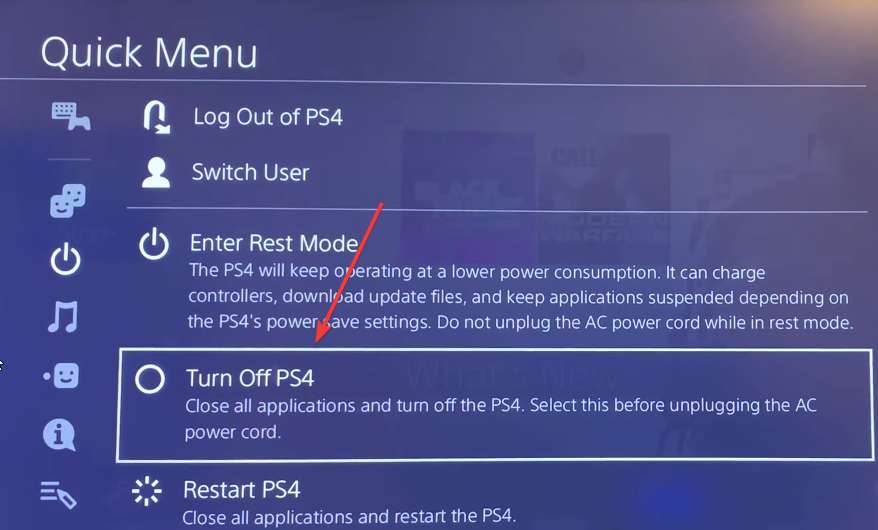 Turn off PS4 manually