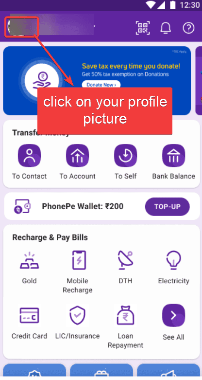 profile settings phonepe