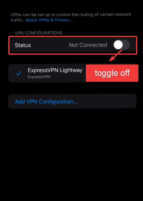 toggle off vpn on ios