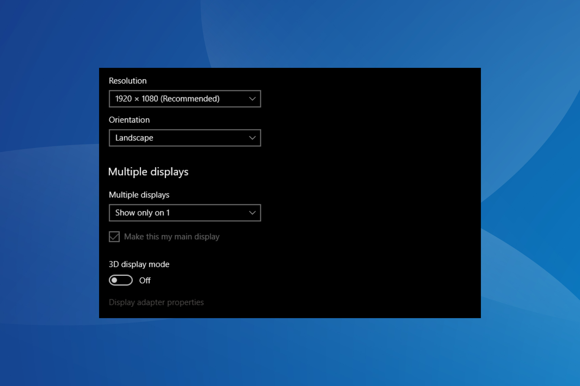 how to turn off 3d display mode on Windows 11
