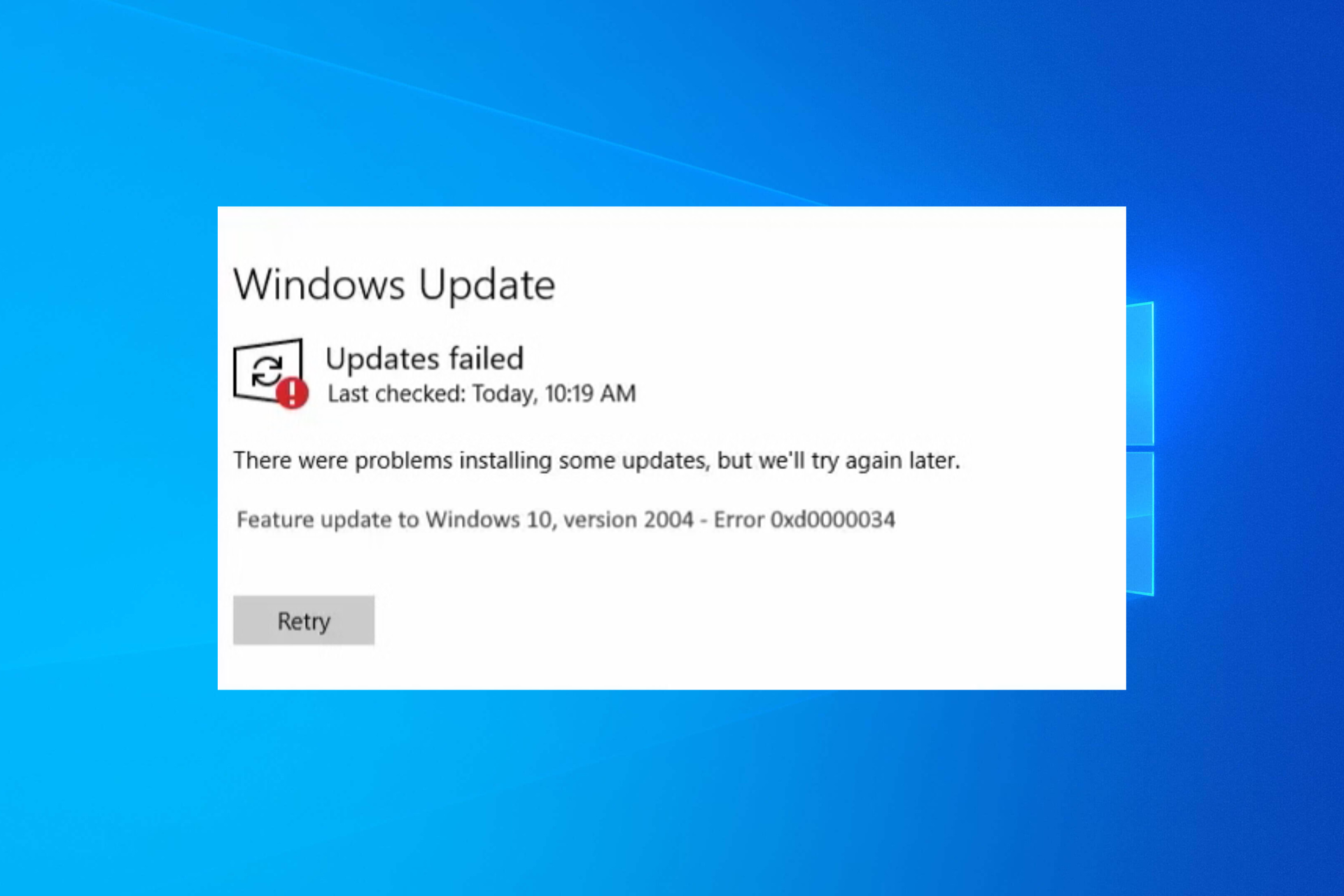 Windows Update Error Code 0xd000034 on Windows 10