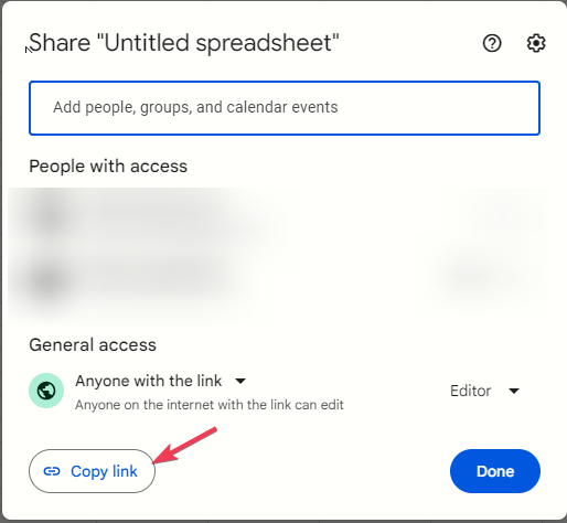 Copy link - Give Edit Access to Google Sheets