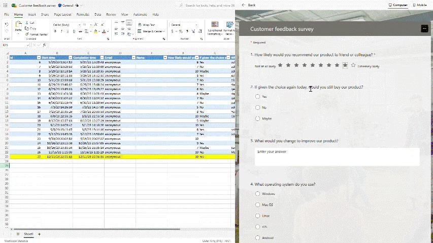 excel microsoft forms