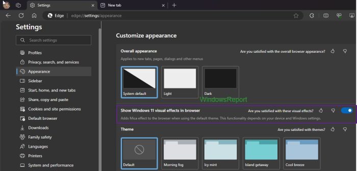 Edge embraces Windows 11 Visuals: Mica and rounded corners for unified aesthetics