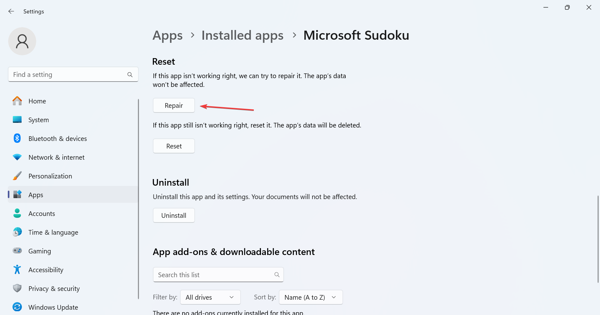 repair to fix microsoft sudoku subscription not working