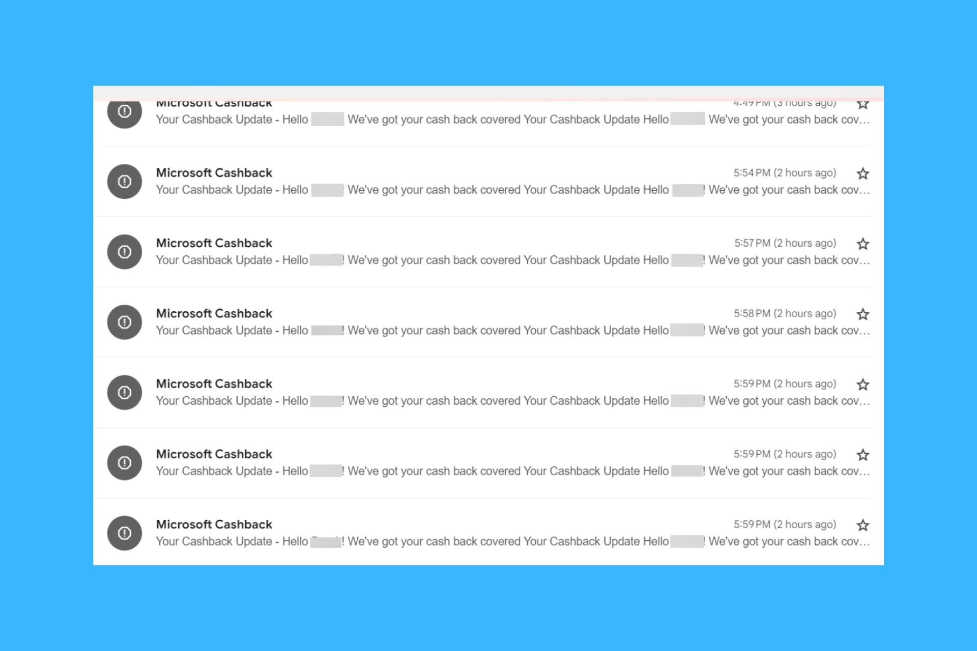Microsoft Cashback spam emails
