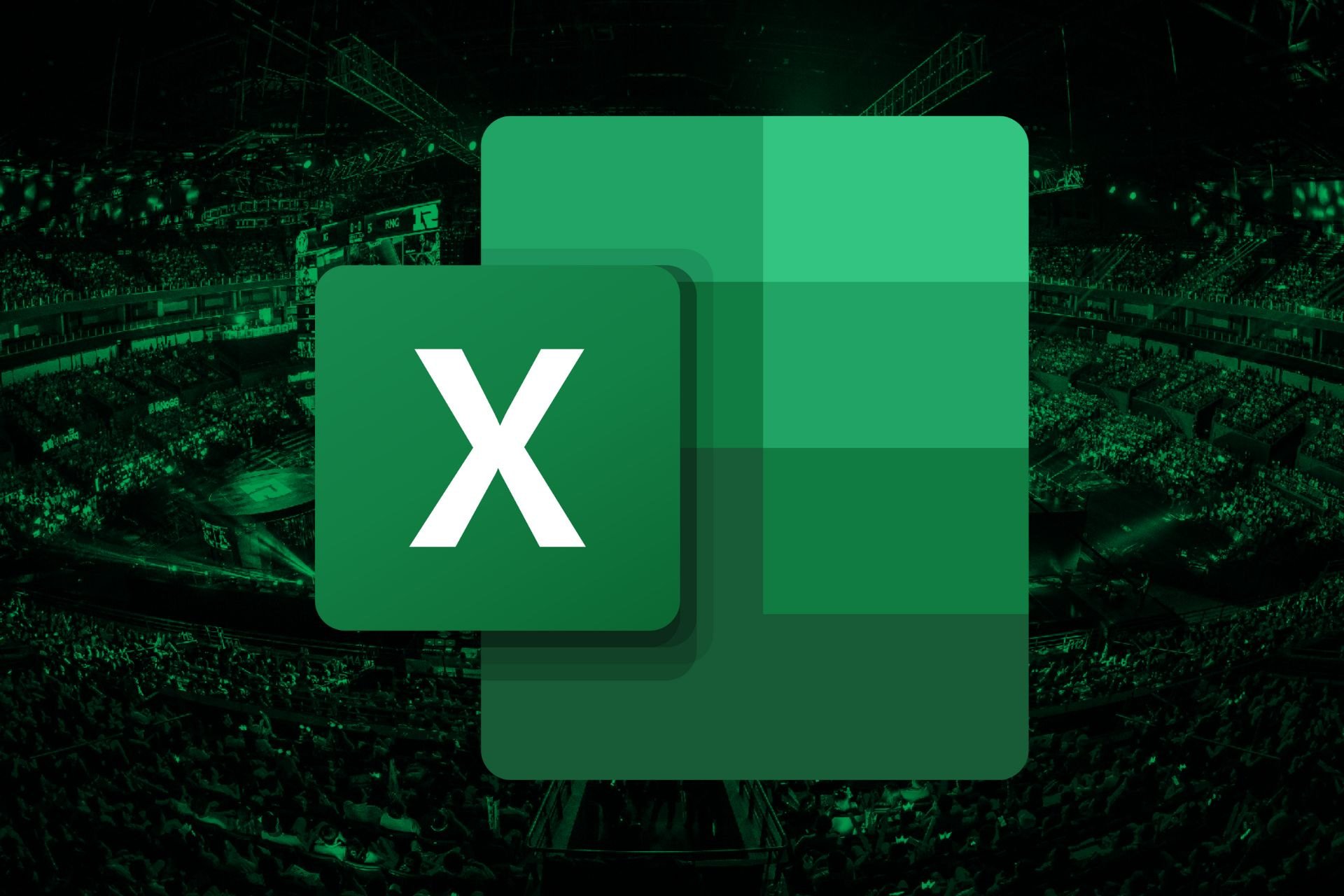 Excel Logo featured on a green Esports Arena