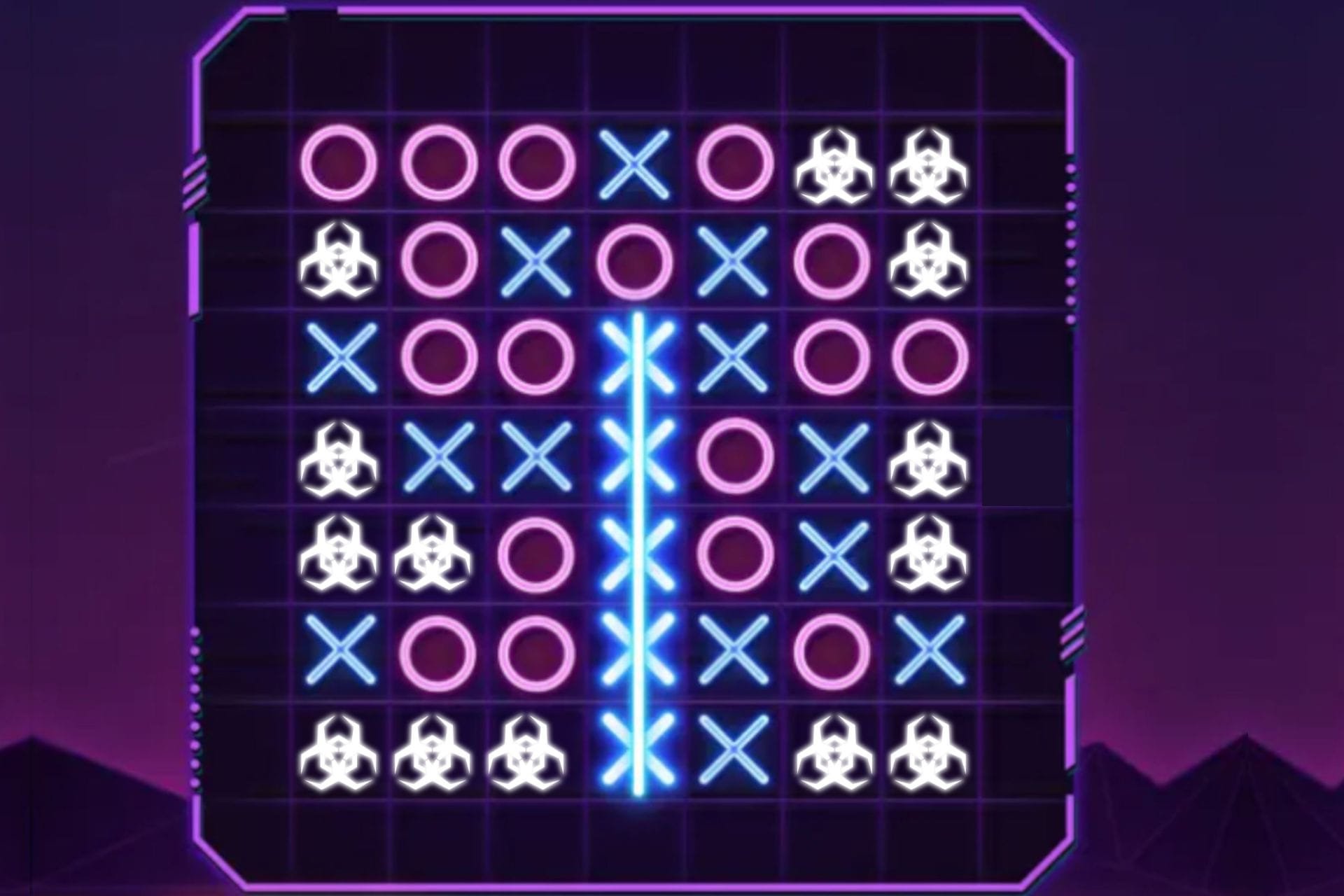 TicTacToe game featuring a malware logo across the board