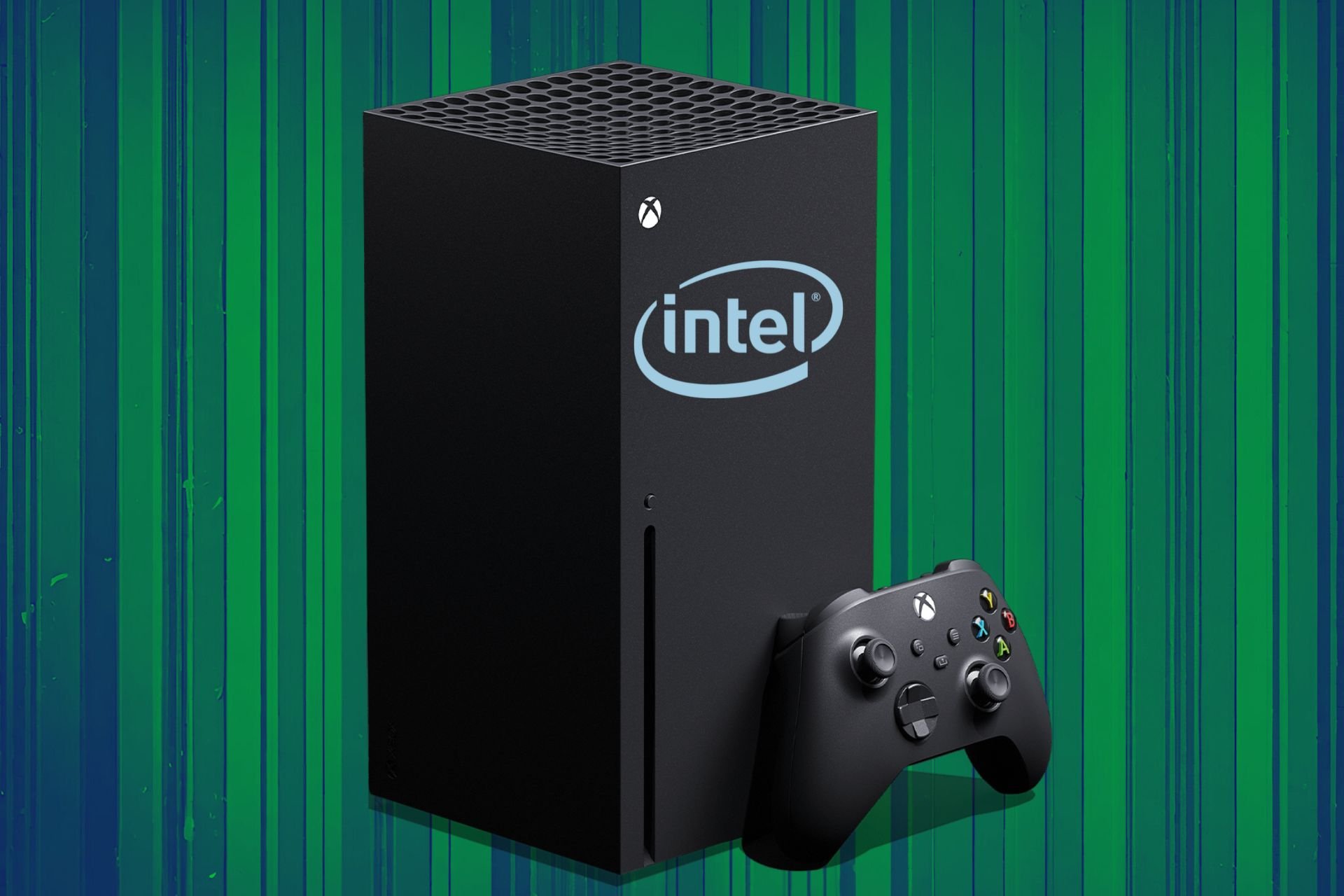 Xbox series X with an Intel logo