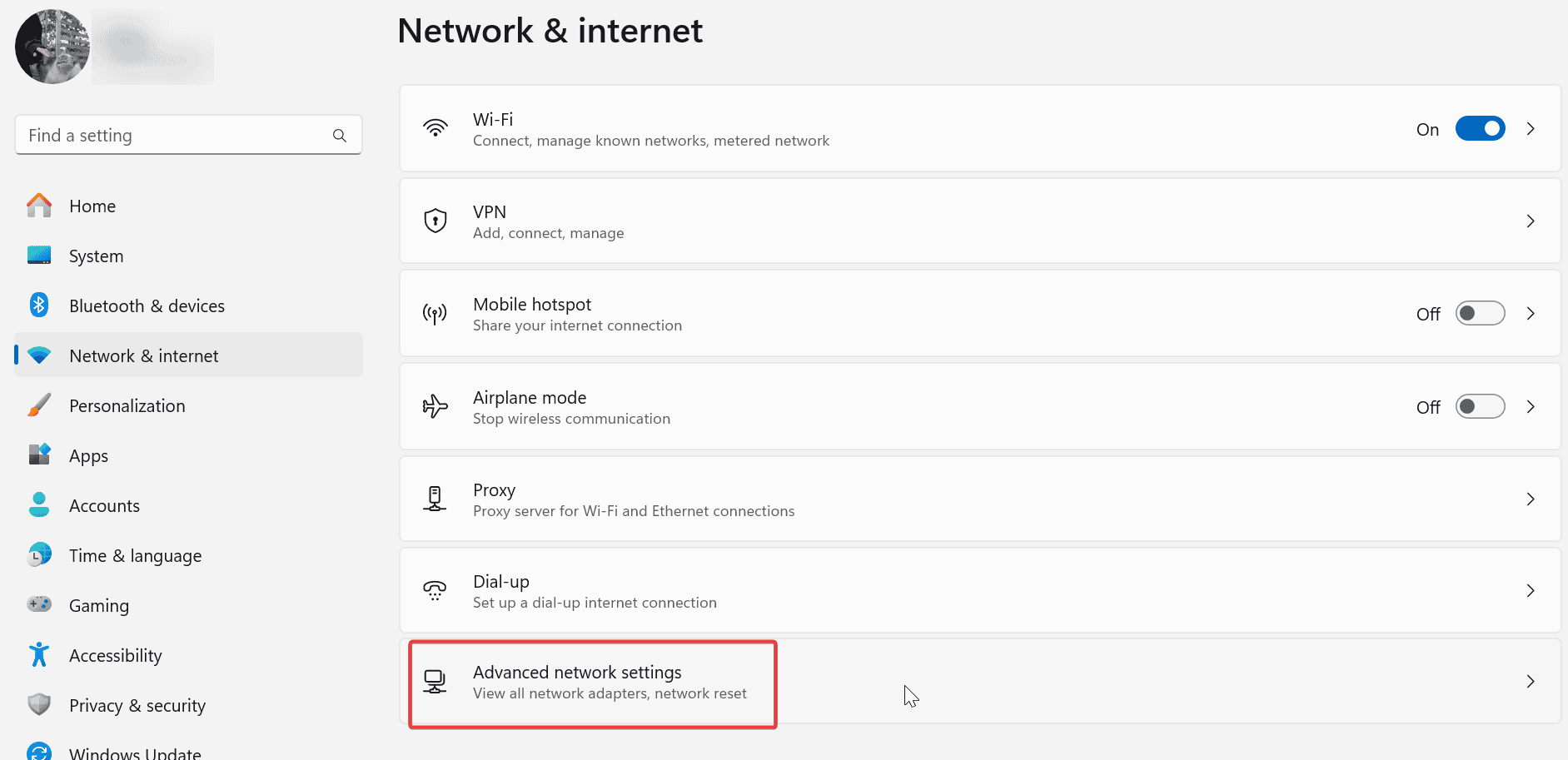 advanced network settings