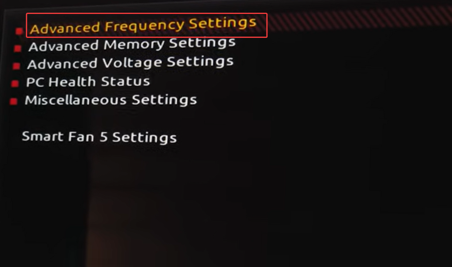 advanced frequency settings