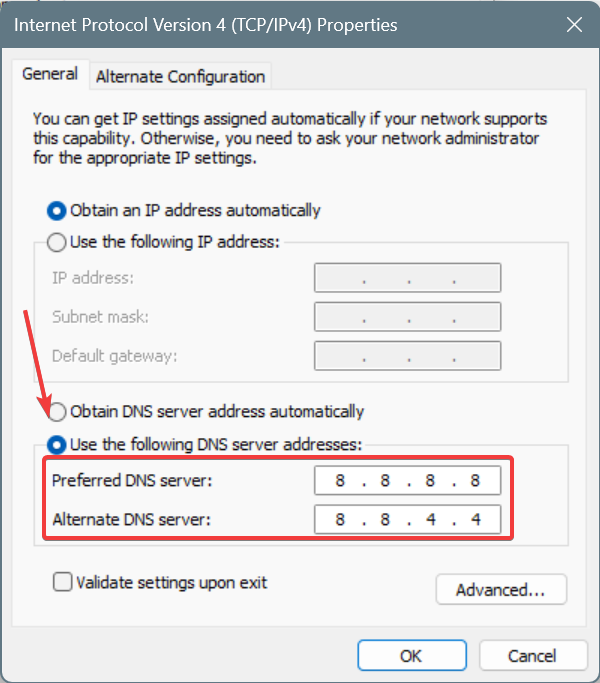 change DNS to fix genshin error code 4201